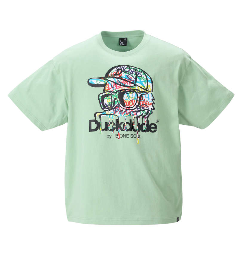 大きいサイズ メンズ b-one-soul (ビーワンソウル) DUCK DUDEメルトグラフィティー半袖Tシャツ 