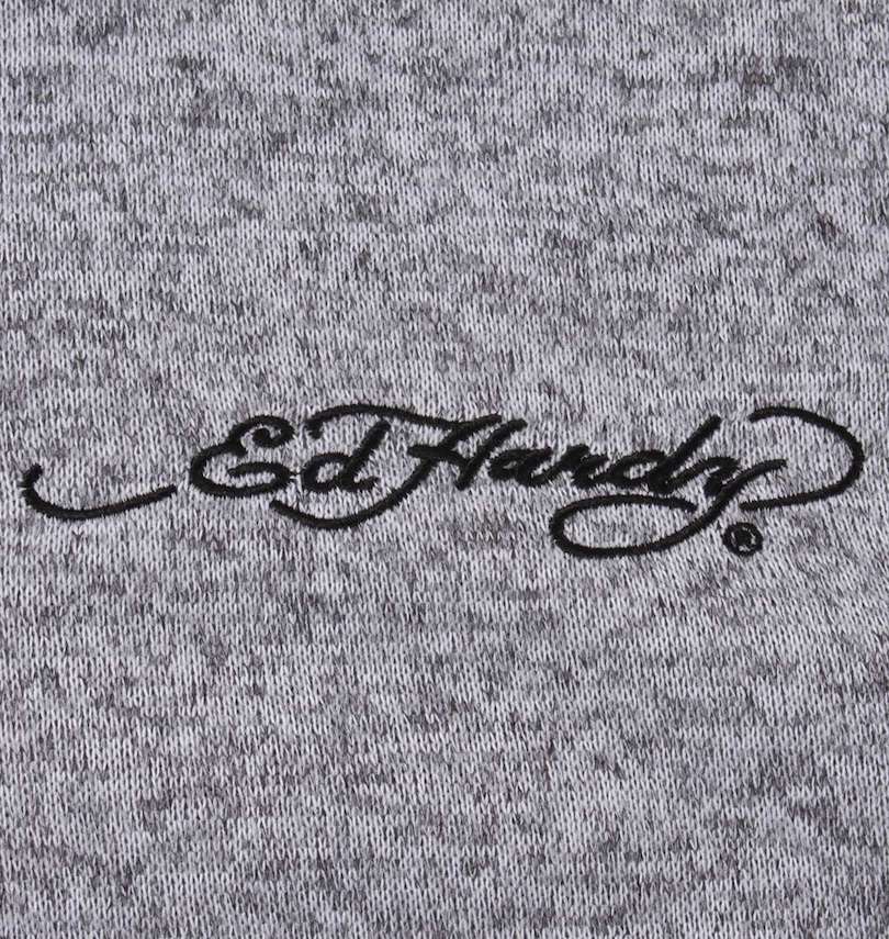 大きいサイズ メンズ Ed Hardy (エドハーディ) ニットフリース刺繍&プリントフルジップパーカー 胸刺繍