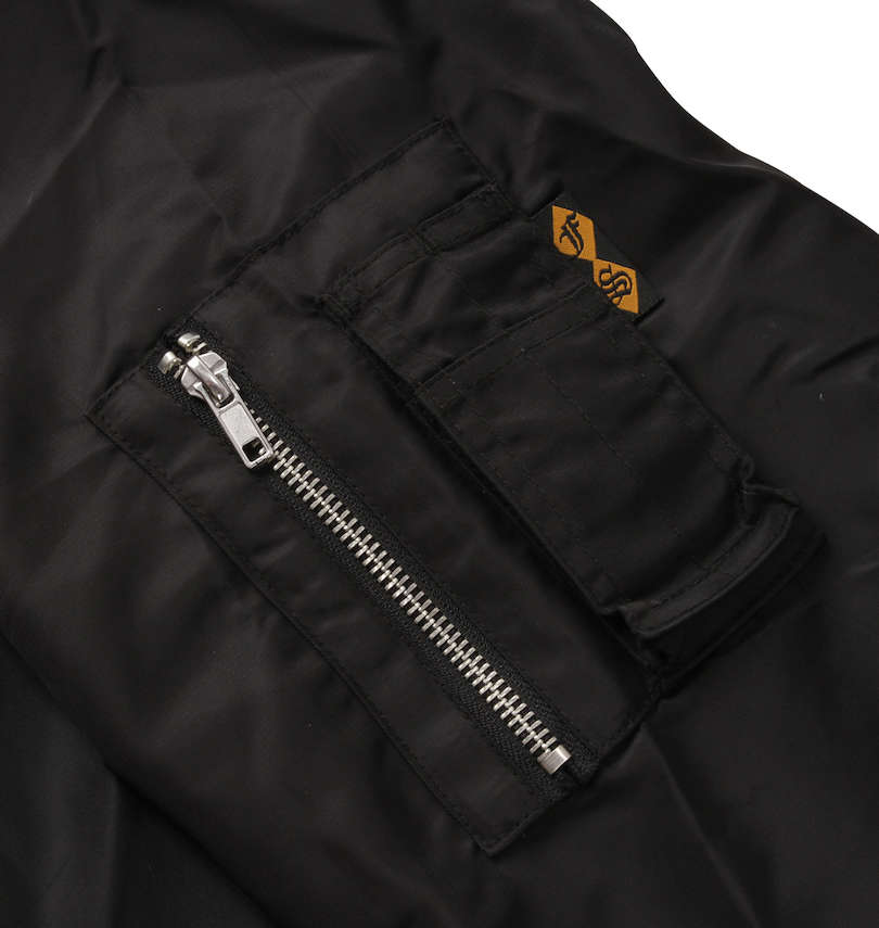 大きいサイズ メンズ FLAGSTAFF×PEANUTS (フラッグスタッフ) スヌーピーコラボMA-1ジャケット 袖のシガレットポケット