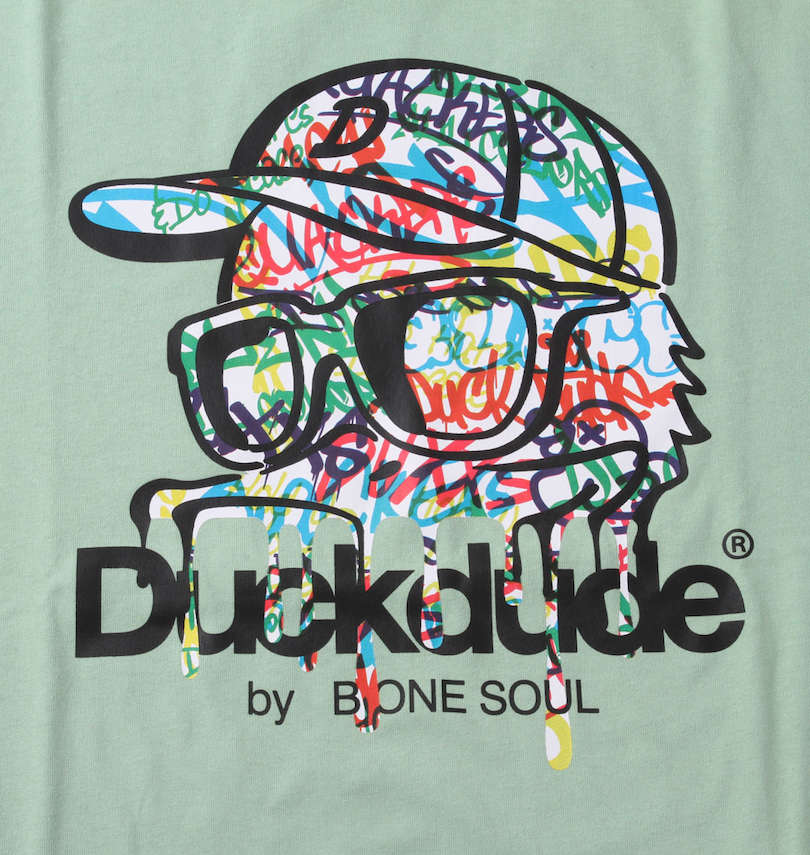 大きいサイズ メンズ b-one-soul (ビーワンソウル) DUCK DUDEメルトグラフィティー半袖Tシャツ フロントプリント