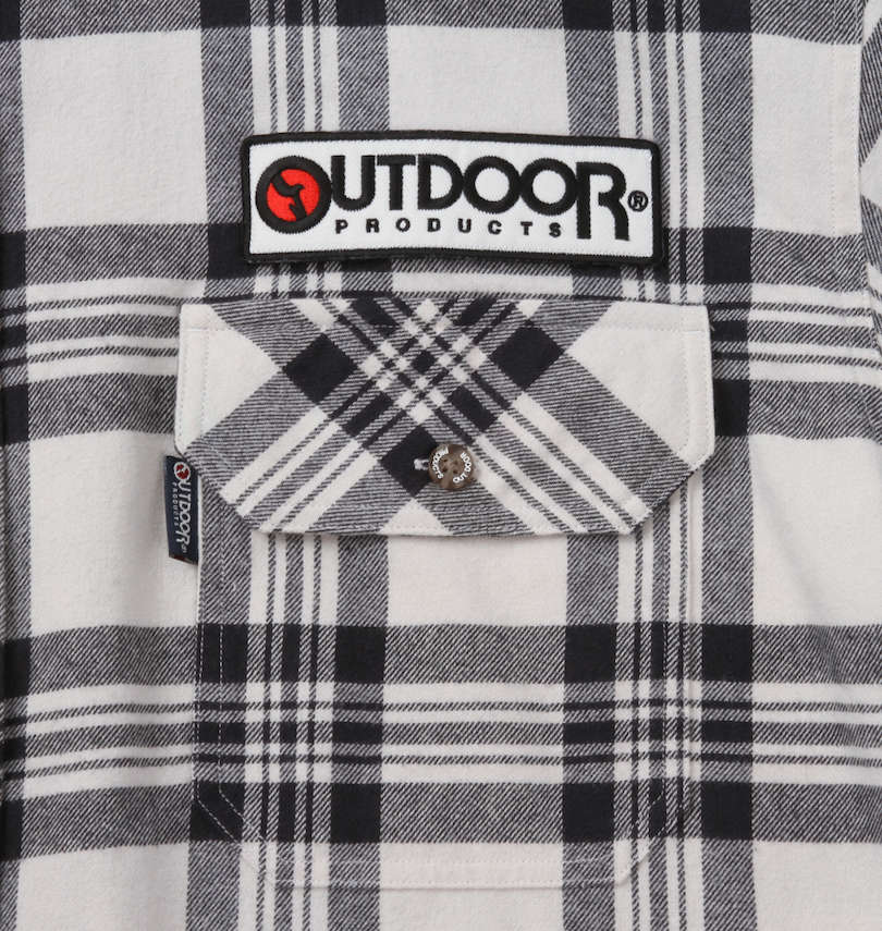 大きいサイズ メンズ OUTDOOR PRODUCTS (アウトドア プロダクツ) ワッペン付チェック長袖シャツ 左胸ポケット