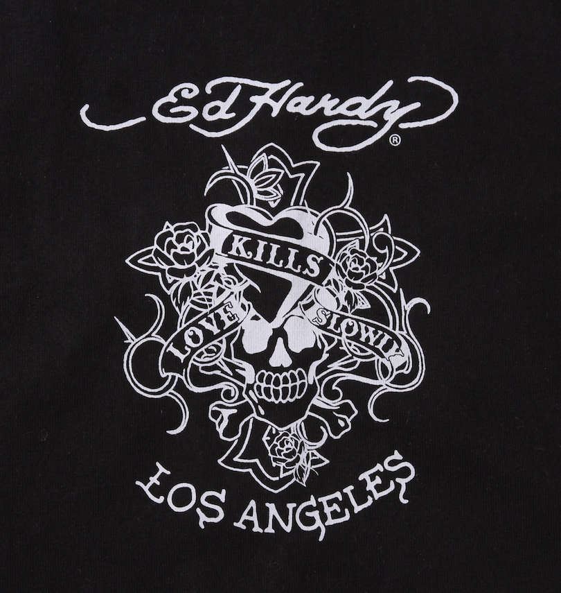 大きいサイズ メンズ Ed Hardy (エドハーディ) 刺繍&プリント半袖Tシャツ 胸プリント