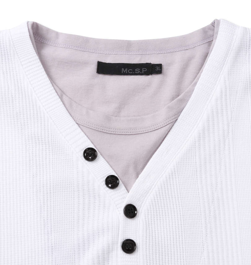 大きいサイズ メンズ Mc.S.P (エムシーエスピー) フェイクレイヤード半袖YヘンリーネックTシャツ 
