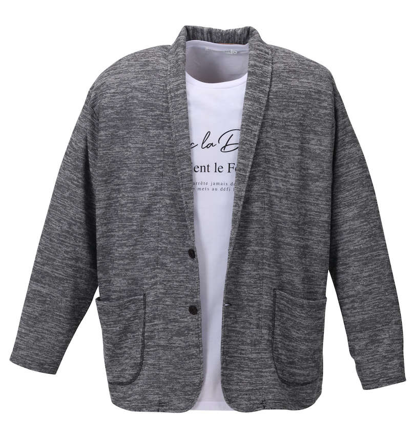 大きいサイズ メンズ launching pad (ランチングパッド) スラブ杢ワッフルショールジャケット+半袖Tシャツ 