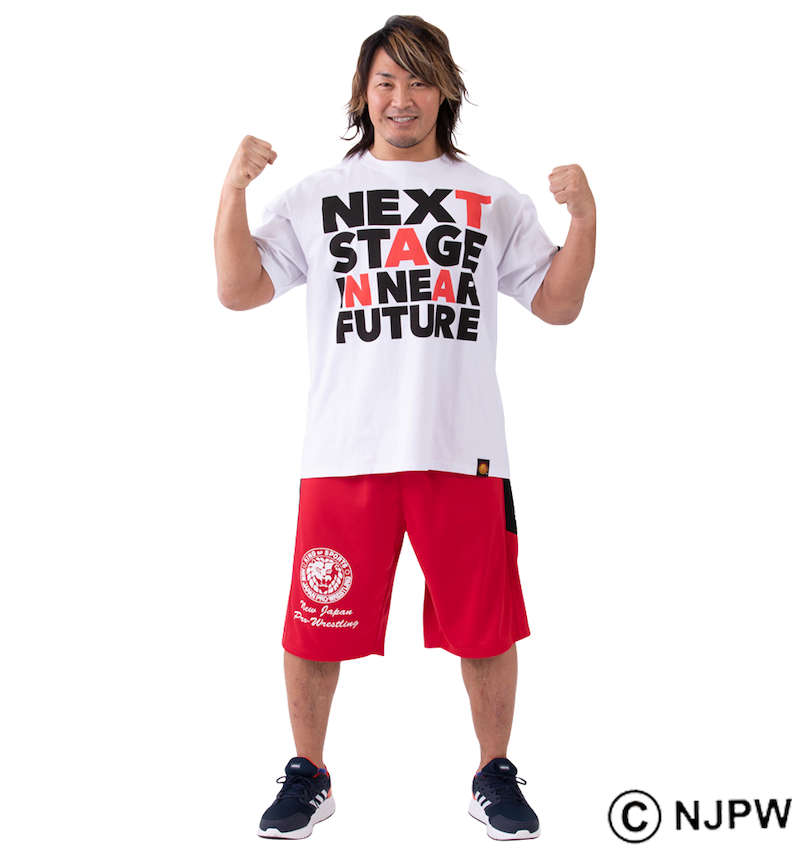大きいサイズ メンズ 新日本プロレス (シンニホンプロレス) 棚橋弘至「NEXT STAGE IN NEAR FUTURE」半袖Tシャツ コーディネート例