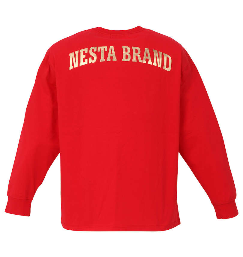 大きいサイズ メンズ NESTA BRAND (ネスタブランド) 箔プリント長袖Tシャツ バックスタイル