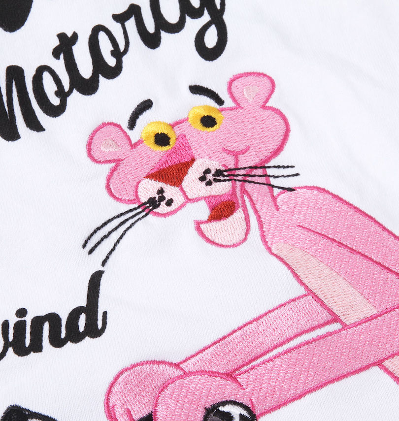 大きいサイズ メンズ PINK PANTHER×FLAGSTAFF (フラッグスタッフ) ピンクパンサー半袖Tシャツ 刺繍拡大