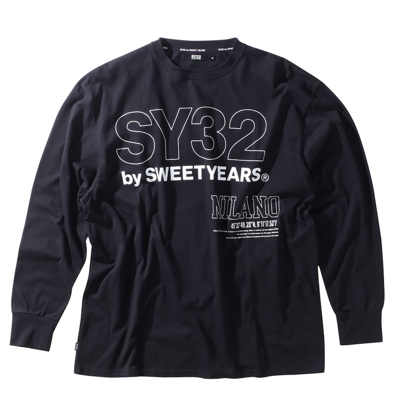 大きいサイズ メンズ SY32 by SWEET YEARS (エスワイサーティトゥバイスィートイヤーズ) スティックアウトロゴ長袖Tシャツ 