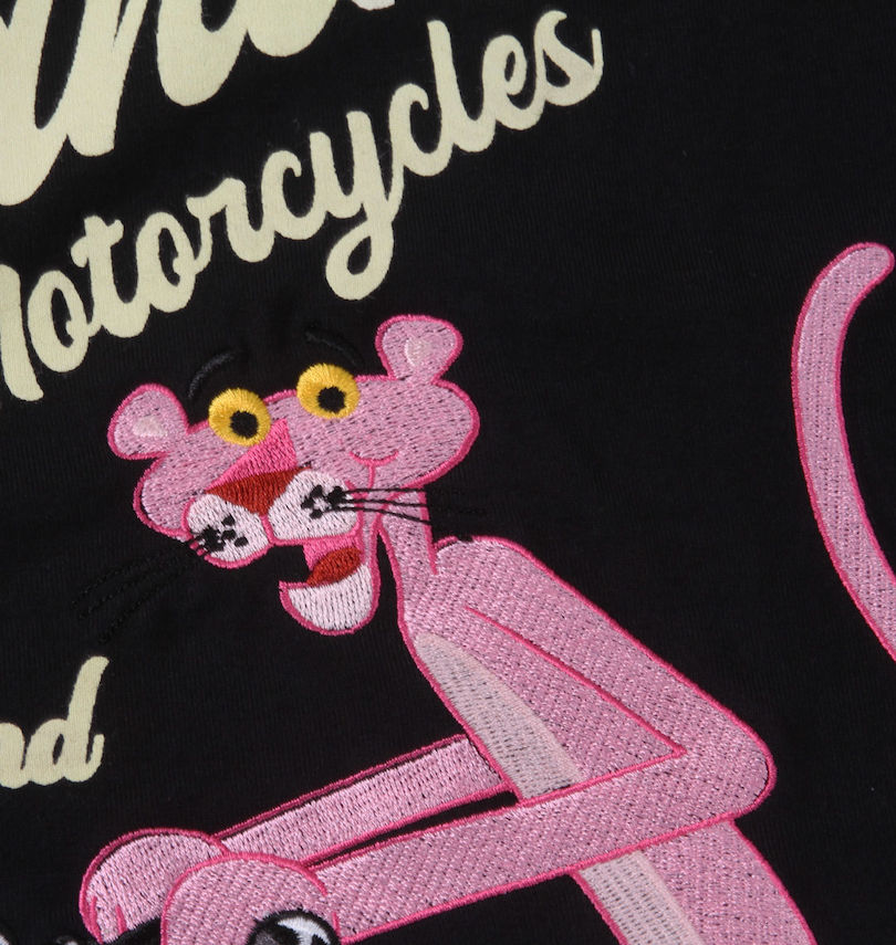 大きいサイズ メンズ PINK PANTHER×FLAGSTAFF (フラッグスタッフ) ピンクパンサー半袖Tシャツ 刺繍拡大