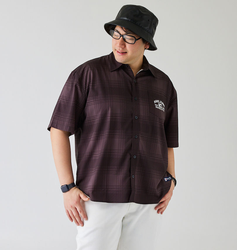 大きいサイズ メンズ KARL KANI (カール カナイ) チェック柄半袖シャツ 