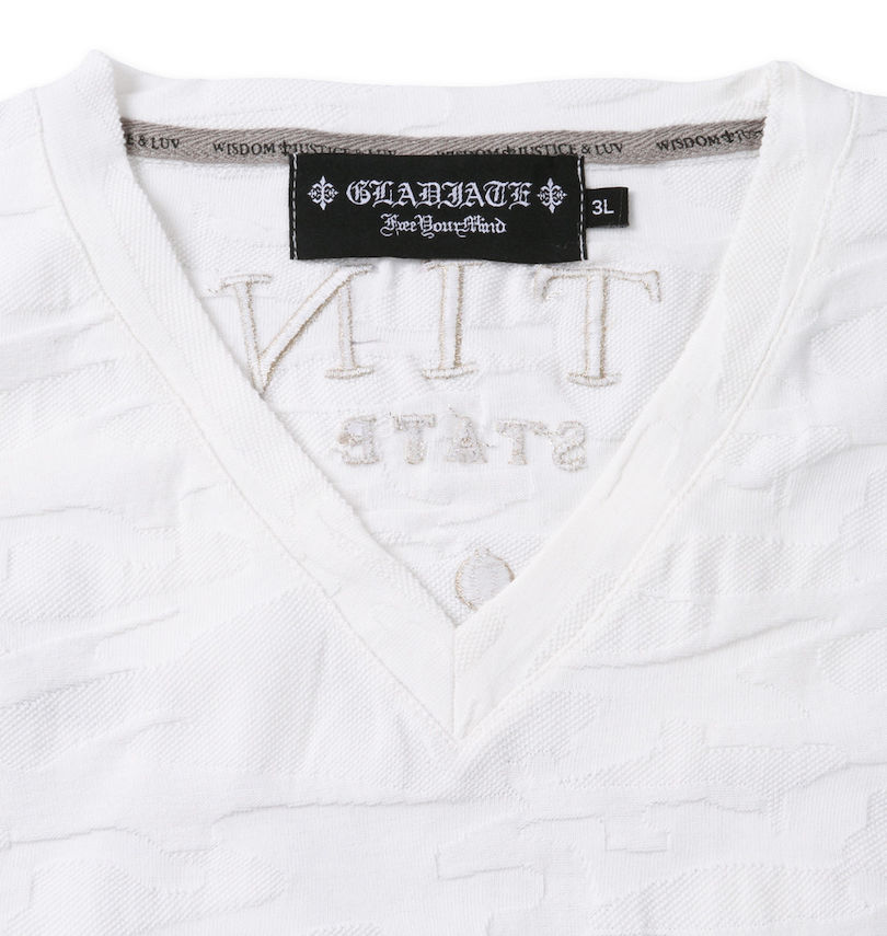 大きいサイズ メンズ GLADIATE (グラディエイト) 刺繍カモフラジャガード半袖VネックTシャツ 