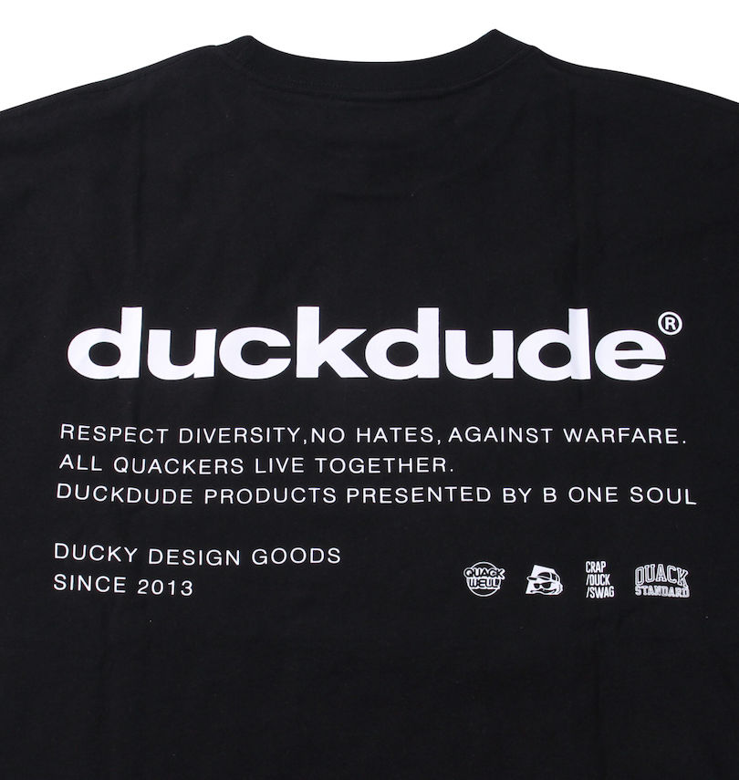 大きいサイズ メンズ b-one-soul (ビーワンソウル) DUCK DUDE3Dメタリック長袖Tシャツ バックプリント
