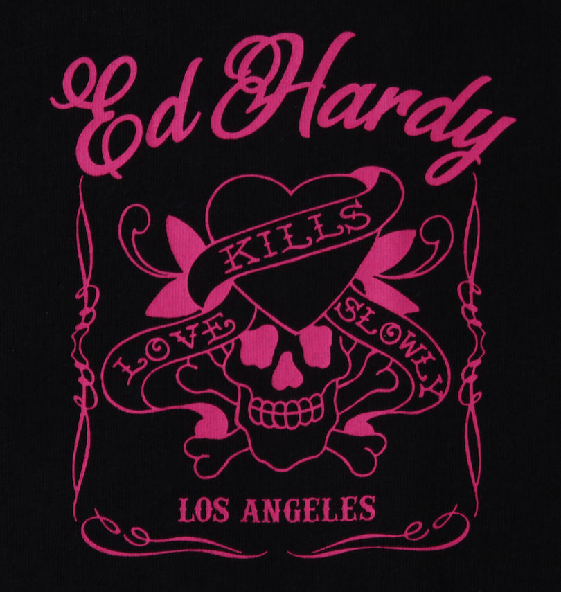大きいサイズ メンズ Ed Hardy (エドハーディ) 天竺プリント&刺繍半袖Tシャツ 胸プリント