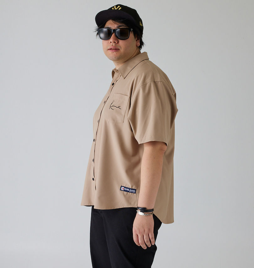 大きいサイズ メンズ KARL KANI (カール カナイ) ツイル半袖シャツ 