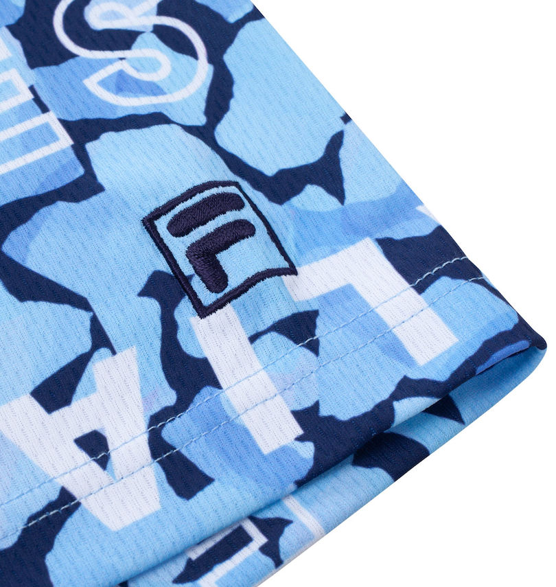 大きいサイズ メンズ FILA GOLF (フィラゴルフ) モザイクタイポプリントホリゾンタルカラー半袖シャツ 袖刺繍