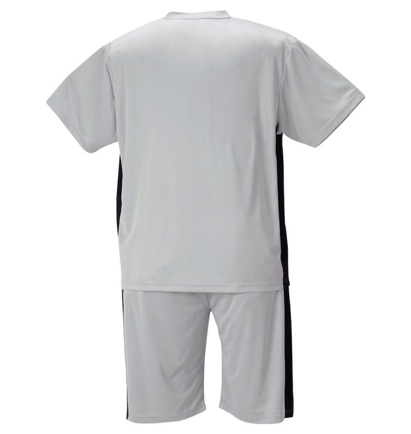 大きいサイズ メンズ COLLINS (コリンズ) ハニカムメッシュ脇切替半袖Tシャツハーフパンツセット バックスタイル