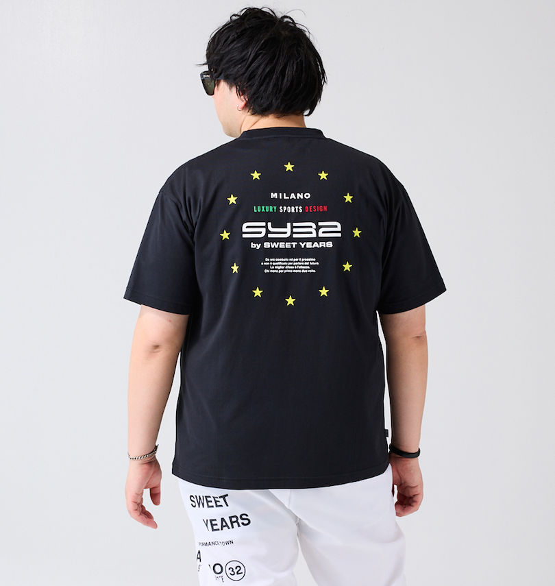 大きいサイズ メンズ SY32 by SWEET YEARS (エスワイサーティトゥバイスィートイヤーズ) バックサークルスターロゴ半袖Tシャツ 