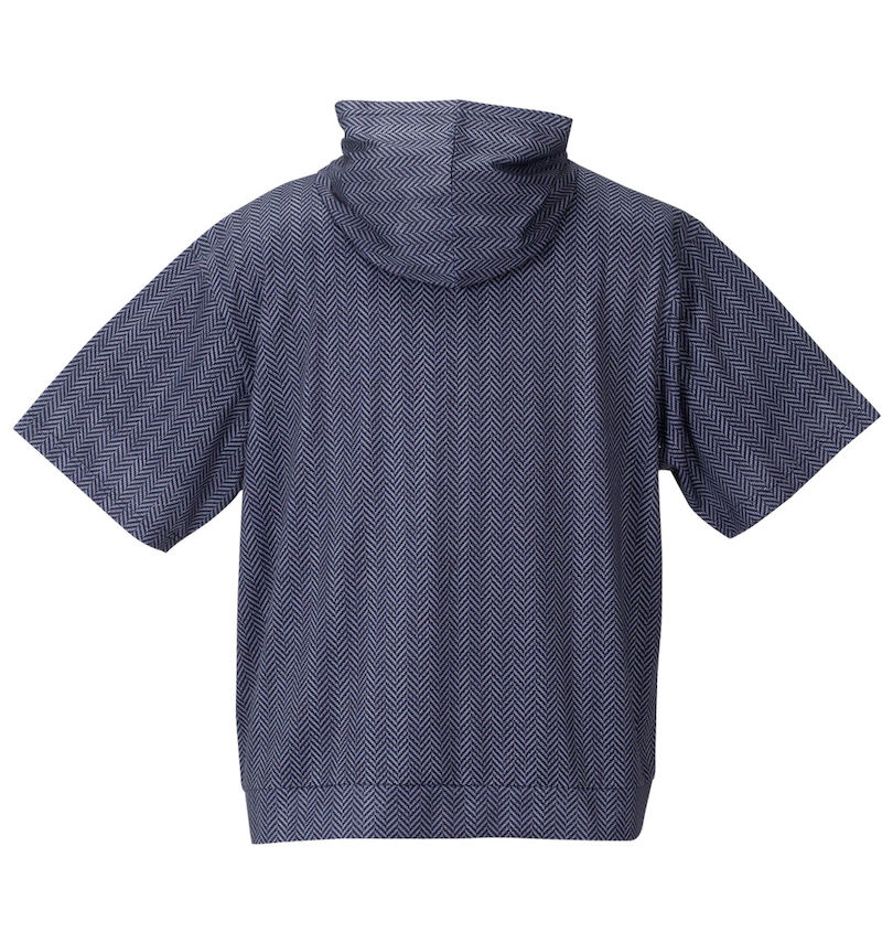 大きいサイズ メンズ COLLINS (コリンズ) メッシュヘリンボーン風プリント半袖フルジップパーカー+半袖Tシャツ バックスタイル