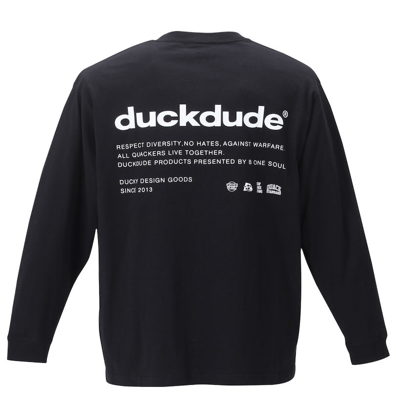 大きいサイズ メンズ b-one-soul (ビーワンソウル) DUCK DUDE3Dメタリック長袖Tシャツ バックスタイル