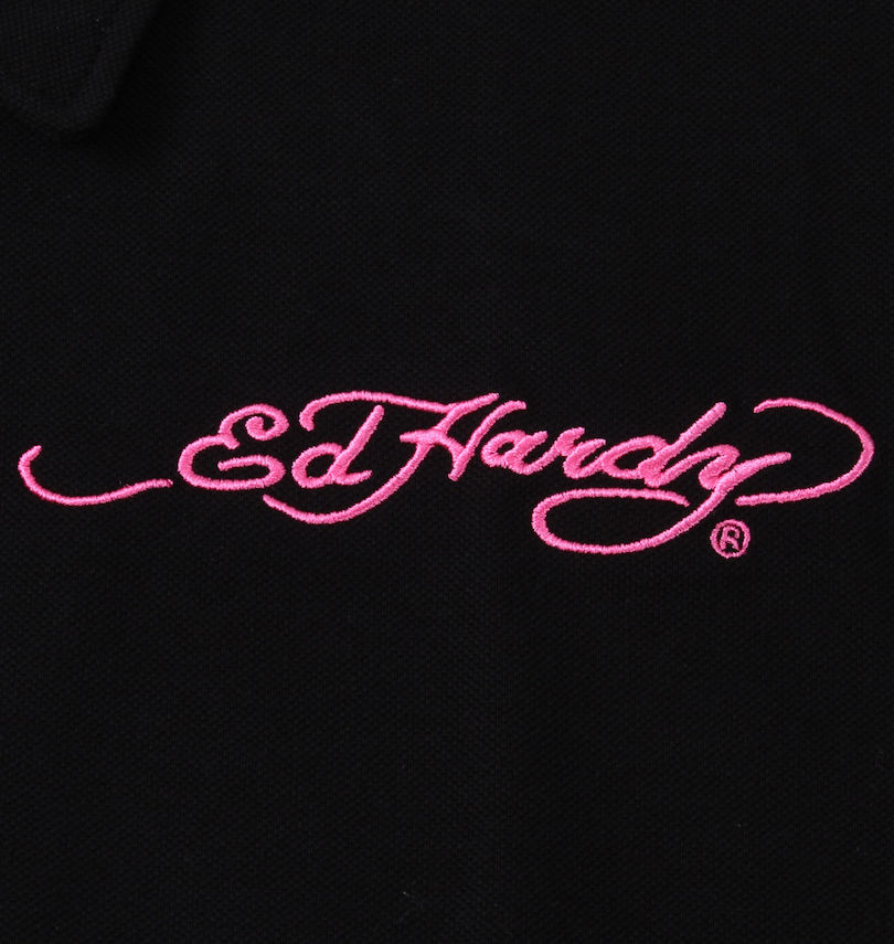 大きいサイズ メンズ Ed Hardy (エドハーディ) プリント&刺繍鹿の子半袖ポロシャツ 胸刺繍