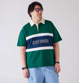 大きいサイズ メンズ H by FIGER (エイチバイフィガー) 天竺切替半袖ラガーシャツ
