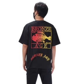 大きいサイズ メンズ BRONZE AGE (ブロンズエイジ) 刺繍&プリント半袖Tシャツ