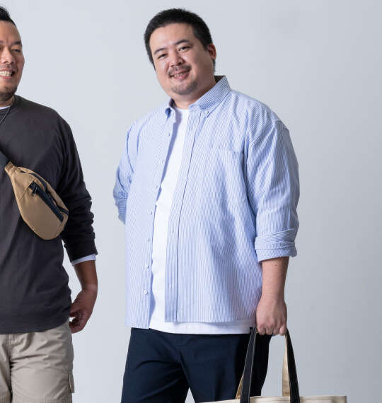 モデル丸場慶人 Mc.S.P オーガニック100長袖B.Dシャツを使った3Lサイズのコーディネート