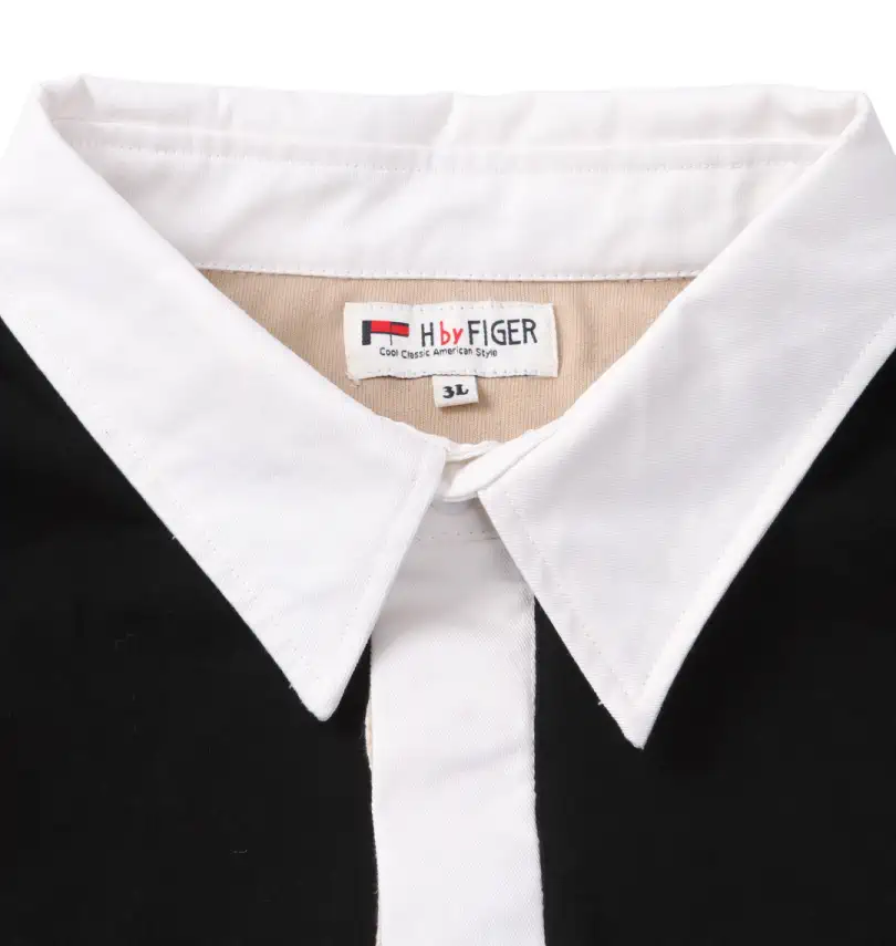 大きいサイズ 切替半袖ラガーシャツ | H by FIGER (エイチバイフィガー