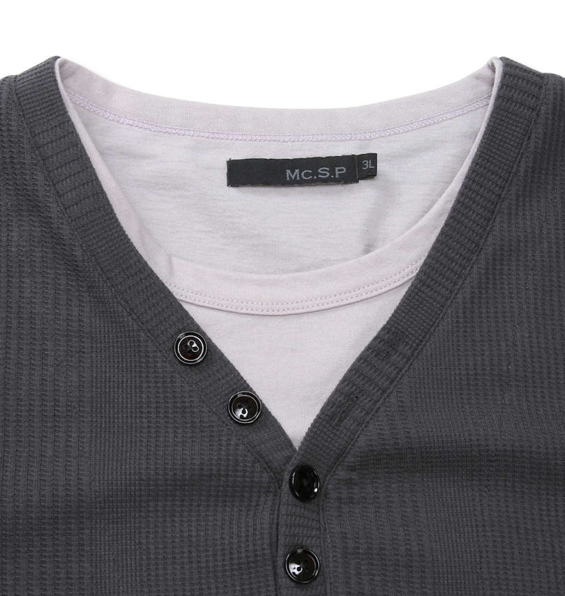 大きいサイズ メンズ Mc.S.P (エムシーエスピー) フェイクレイヤード半袖YヘンリーネックTシャツ
                        