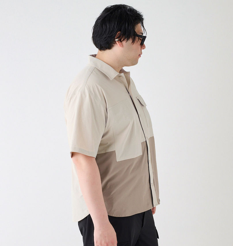 大きいサイズ メンズ Coleman (コールマン) ストレッチナイロンリップストップバイカラー半袖シャツ
                        