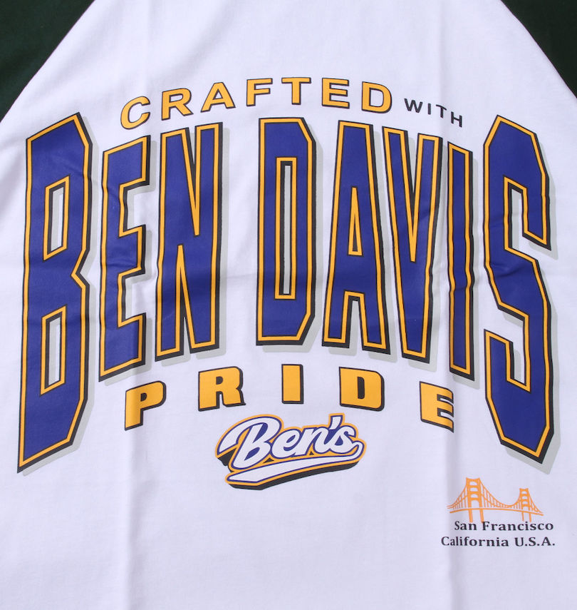大きいサイズ メンズ BEN DAVIS (ベン デイビス) カレッジラグラン半袖Tシャツ
                        プリント