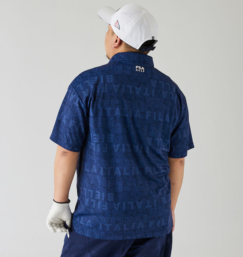 大きいサイズ メンズ FILA GOLF (フィラゴルフ) モザイクタイポプリントホリゾンタルカラー半袖シャツ
                        