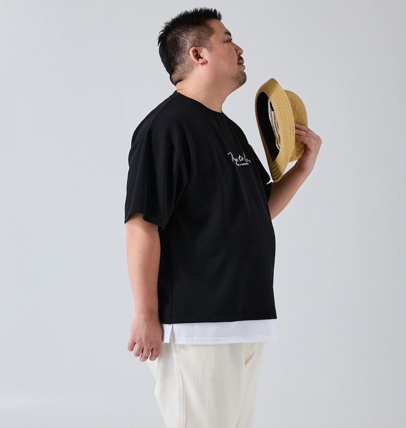 大きいサイズ メンズ launching pad (ランチングパッド) アムンゼンツイル裾フェイクレイヤード半袖Tシャツ
                        