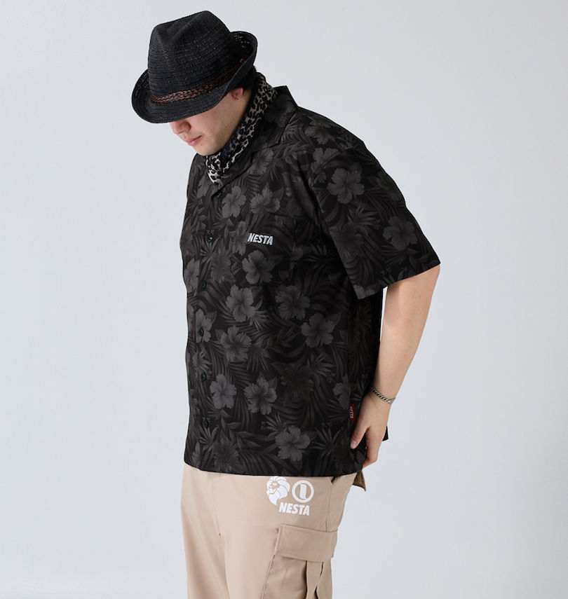 大きいサイズ メンズ NESTA BRAND (ネスタブランド) オープンカラー半袖シャツ
                        