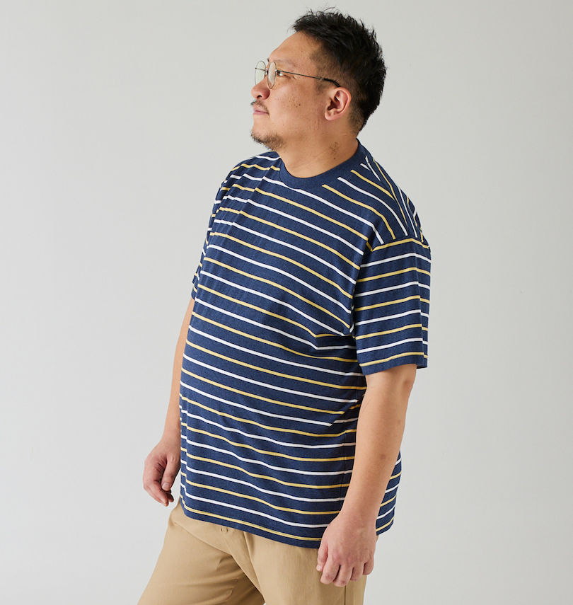 大きいサイズ メンズ Mc.S.P (エムシーエスピー) オーガニックコットンボーダークルーネック半袖Tシャツ
                        