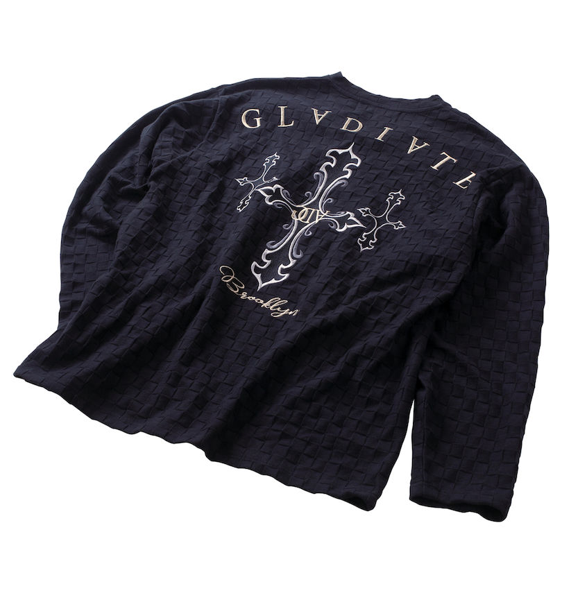 大きいサイズ メンズ GLADIATE (グラディエイト) 刺繍ブロックジャガード長袖VネックTシャツ
                        