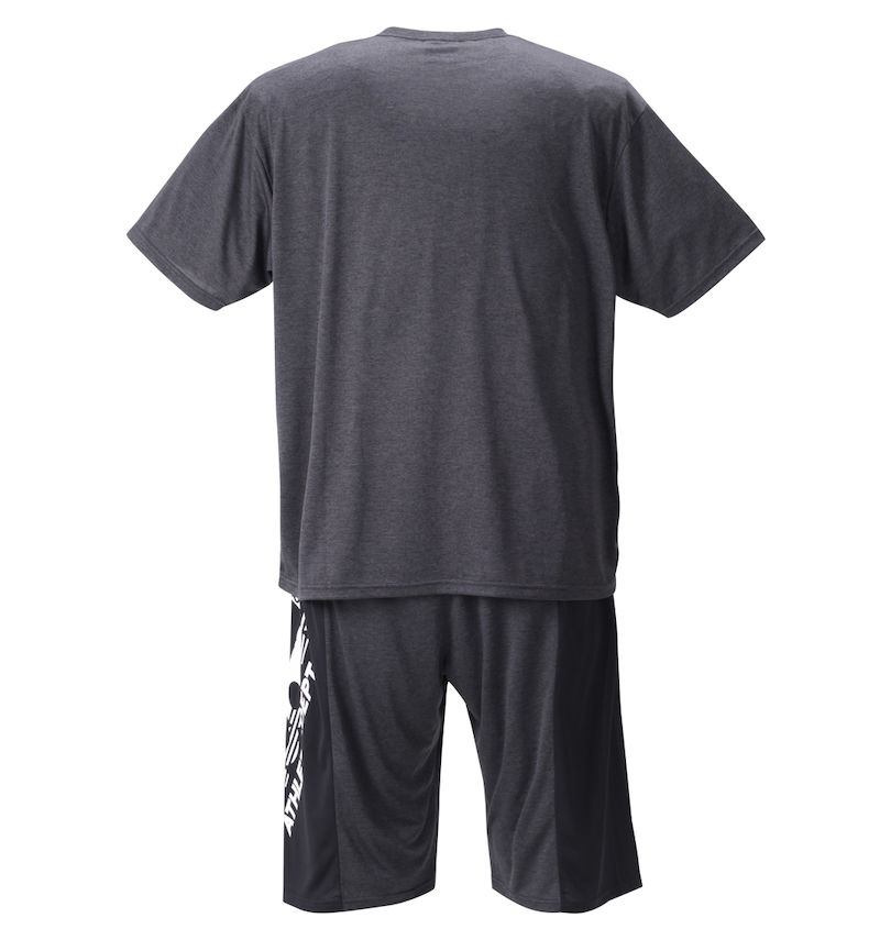 大きいサイズ メンズ VOLCANIC (ヴォルケニック) カチオン天竺切替半袖Tシャツ+ハーフパンツ
                        バックスタイル