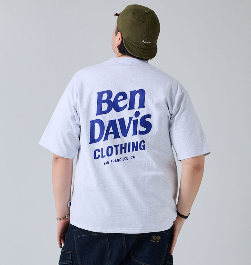 大きいサイズ メンズ BEN DAVIS (ベン デイビス) フロッキーロゴ半袖Tシャツ
                        身長：182cm/バスト：123cm/着用サイズ：3L