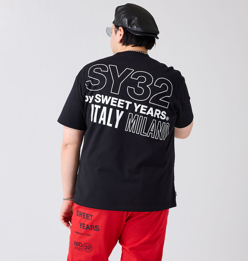 大きいサイズ メンズ SY32 by SWEET YEARS (エスワイサーティトゥバイスィートイヤーズ) バックスラッシュビッグロゴ半袖Tシャツ
                        