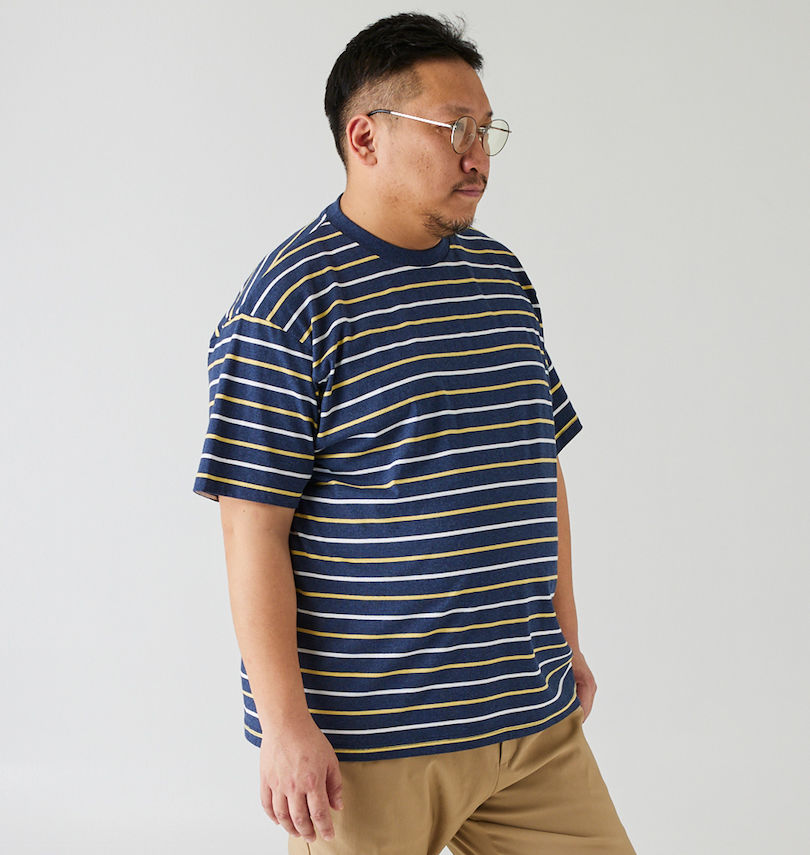 大きいサイズ メンズ Mc.S.P (エムシーエスピー) オーガニックコットンボーダークルーネック半袖Tシャツ
                        