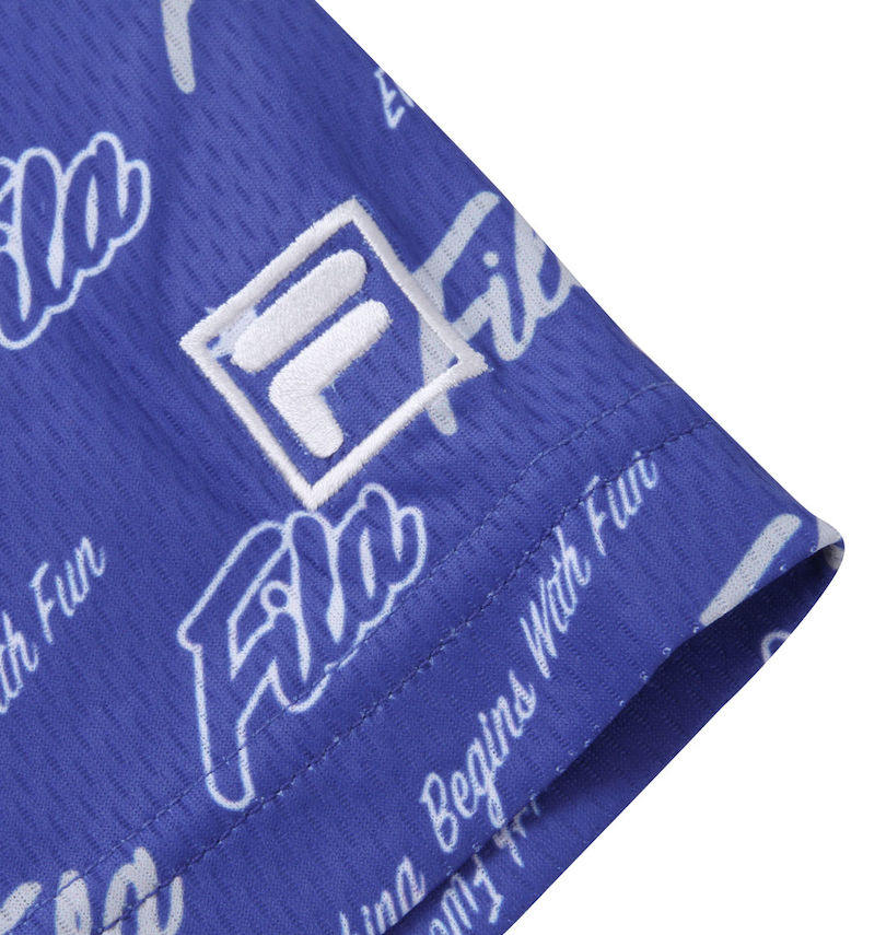 大きいサイズ メンズ FILA GOLF (フィラゴルフ) ロゴグラフィックプリントホリゾンタルカラー半袖シャツ
                        左袖刺繍