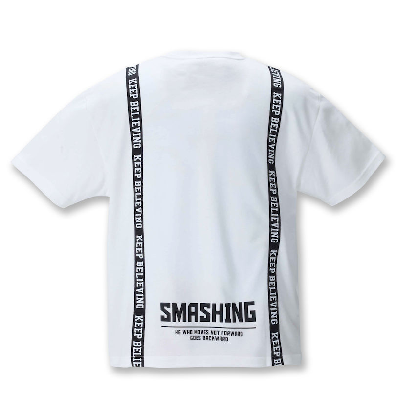 大きいサイズ メンズ SHOCK NINE (ショックナイン) ポンチテープ使いポケット付半袖Tシャツ
                        バックスタイル