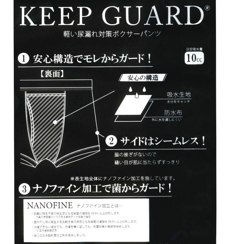 大きいサイズ メンズ KEEP GUARD (キープガード) 軽失禁対策ボクサーパンツ
                        