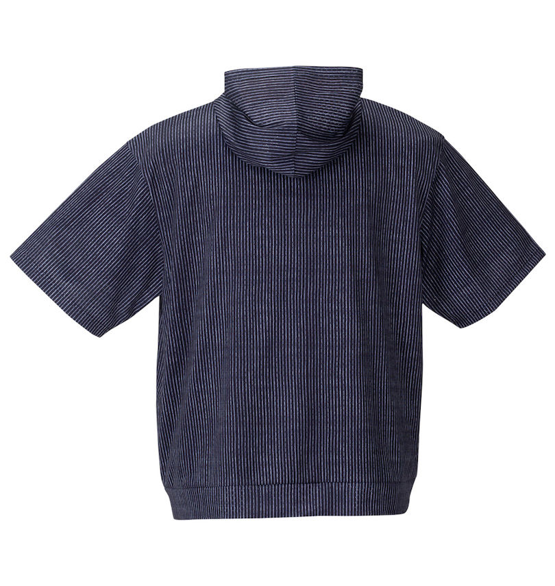 大きいサイズ メンズ COLLINS (コリンズ) メッシュヒッコリー風プリント半袖フルジップパーカー+半袖Tシャツ
                        バックスタイル