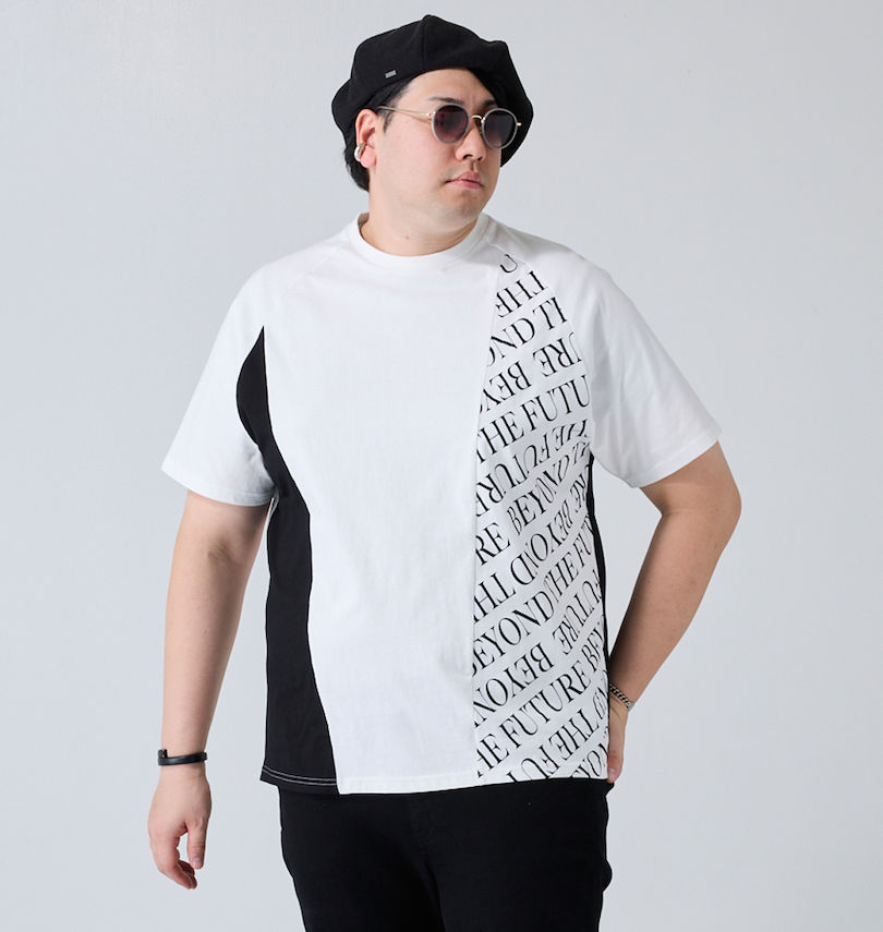 大きいサイズ メンズ Re:luxi (リラクシー) 切替半袖Tシャツ
                        身長：182cm/バスト：123cm/着用サイズ：3L