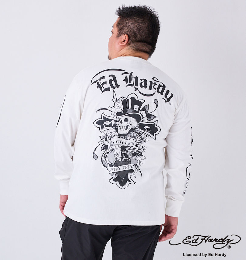 大きいサイズ メンズ Ed Hardy (エドハーディ) 天竺プリント長袖Tシャツ
                        身長：176.5cm/バスト：118cm/着用サイズ：3L