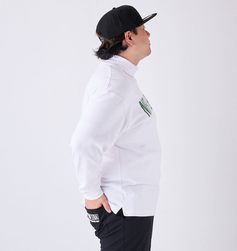 大きいサイズ メンズ NEW ERA (ニューエラ) ストレートロゴタートルネック長袖Tシャツ
                        