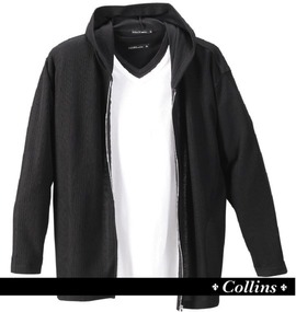 大きいサイズ メンズ COLLINS (コリンズ) ジップパーカー+VTシャツ(半袖）