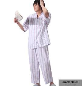 大きいサイズ メンズ marie claire homme (マリクレールオム) ストライプ半袖パジャマ