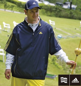 大きいサイズ メンズ adidas golf (アディダスゴルフ) ジップウィンドブレーカー(半袖）